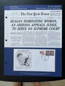 NY times Philatelic history of US panel:  First woman named to supreme court