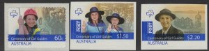 AUSTRALIA SG3477/9 2010 GIRL GUIDES (EX BOOKLET) SELF ADHESIVES MNH