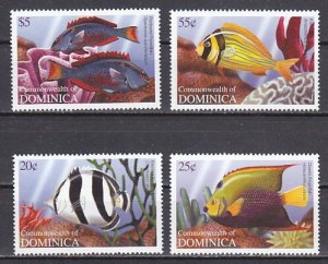 Dominica, Scott cat. 2466-2469. Various Fish issue.