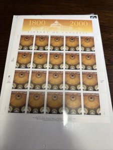 Scott #3390 Library of Congress Souvenir Sheet of 20 Stamps -MNH-NIP