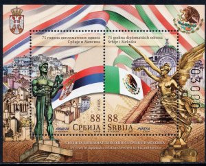 1665 - SERBIA 2021 - Diplomatic Relations Between Serbia and Mexico - Flags- S/S