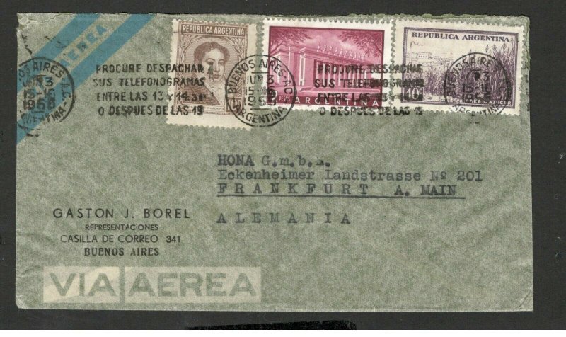 ARGENTINA TO GERMANY -NICE AIRMAIL LETTER-FAMOUS-FAMOUS-ARCHITECTURE-1955.