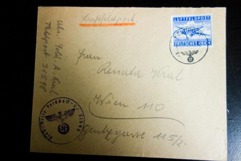 Germany WWII with Swastikas Cancel Tied with Air Mail Cover