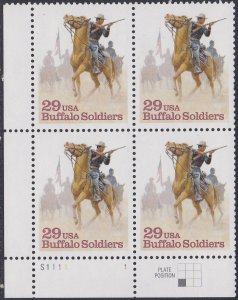 2818 Buffalo Soldiers Plate Block MNH