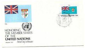 United Nations #327 15c Flag Series 1980, Fiji, Artmaster FDC