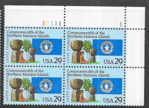 US#2804 $0.29 Northern Mariana Islands  Plate block of 4 (MNH) CV$3.25