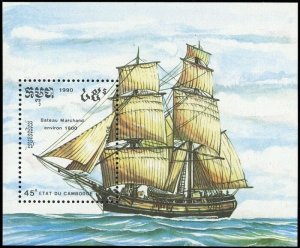 1990 Cambodia 1165/B177 Ships with sails 6,50 €