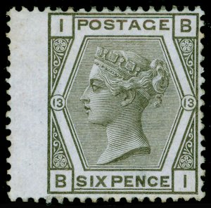 SG147, 6d grey plate 13, M MINT. Cat £500. BI