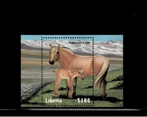 Liberia 1999 - Farm Animals Horses - Souvenir Stamp Sheet - MNH