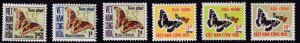 Vietnam 1968 Postage Due Complete (6) Butterflies & Moths  XF/NH