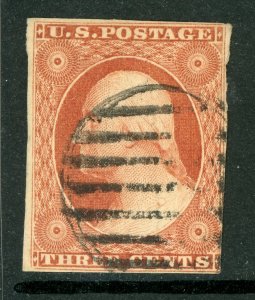 USA 1851 Washington 3¢ Orange Brown Type II Scott #10A VFU R485