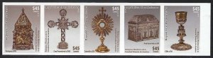 Dominican Republic 1584 MNH STRIP OF 5 RELIGION RELICS IMPERFORATED [D5]-1