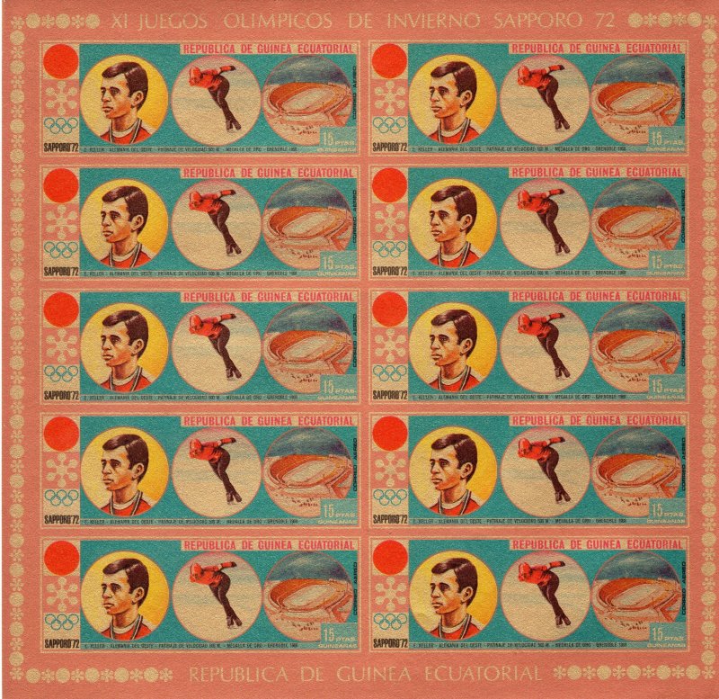 Equatorial Guinea 1972 Mi#A27/A33 SAPPORO OLYMPICS 7 Sheetlets IMPERFORATED MNH