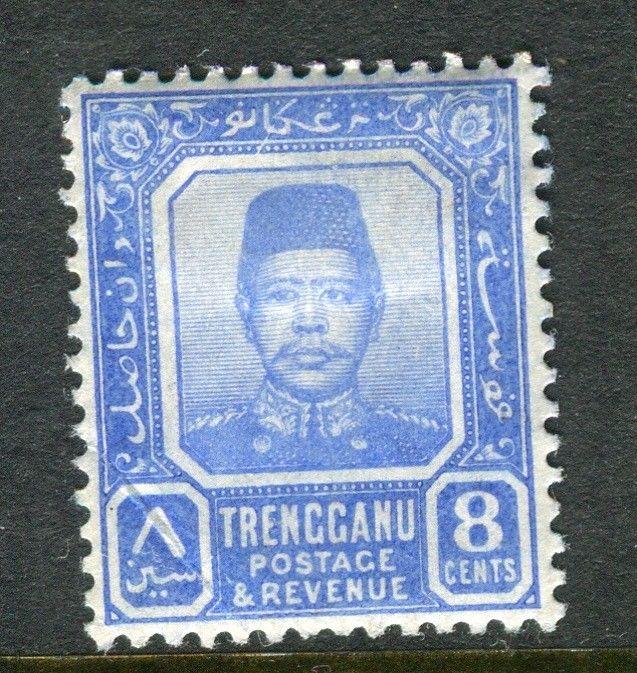 TRENGGANU; 1910 early Sultan issue fine Mint hinged 8c. value