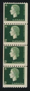 Canada 406 Coil Strip of 4  F-MNH Queen Elizabeth - Cameo