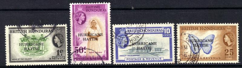 British Honduras 1962 QE2 Set Hurricane Hattie Relief Fund SG 198 - 201 ( D447 )