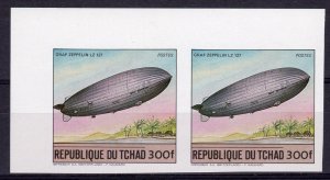 Chad 1984 Mi#1063B Graf Zeppelin LZ 127 Pair Imperforated with borders MNH