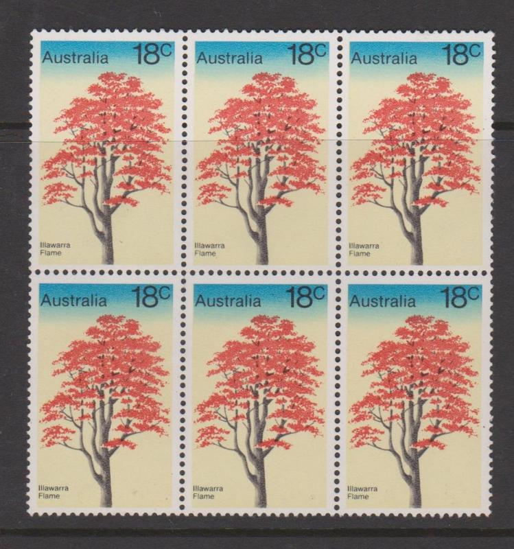 Australia 1978 Flame Tree Sc#677 MNH Block of 6