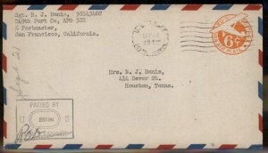 USA WWII APO Airmail Military Mail Cover 93801