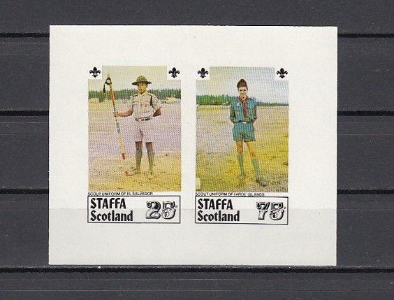 Staffa, Scotland Local. 1980 issue. Scouts of the World, IMPERF s/sheet of 2