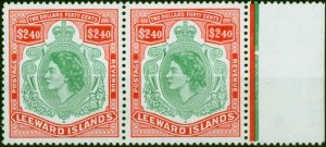 Leeward Islands 1954 $2.40 Bluish Green & Red SG139 V.F MNH Pair