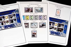 COLOR PRINTED ST. PIERRE AND MIQUELON 2011-2020 STAMP ALBUM PAGES (38 ill pages)