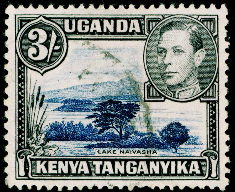 KENYA UGANDA TANGANYIKA  SG147a, 3s deep violet-blue & black, FINE USED. PERF 11