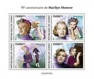 Guinea - 2021 Actress Marilyn Monroe - 4 Stamp Sheet - GU210137a