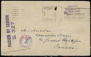 Australia Canada Germany WWII Airmail POW Internee Camp Kriegsgefangen Lag 80955