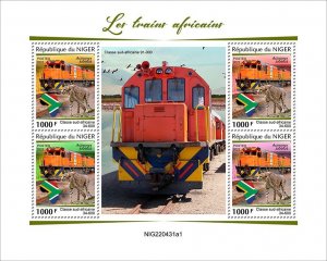 NIGER - 2022 - African Trains - Perf 4v Sheet - Mint Never Hinged