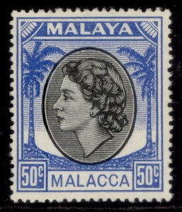 MALAYSIA - Malacca QEII SG35, 50c black & bright blue, LH MINT.