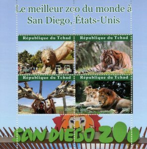 Chad Wild Animals Stamps 2021 MNH San Diego Zoo Lions Tigers Zoos 4v M/S