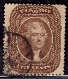 US Stamp #30A 5c Jefferson USED SCV $280. Beautifully Balanced.