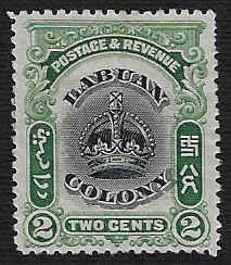 Labuan #100 Used; 2c Crown (1902)