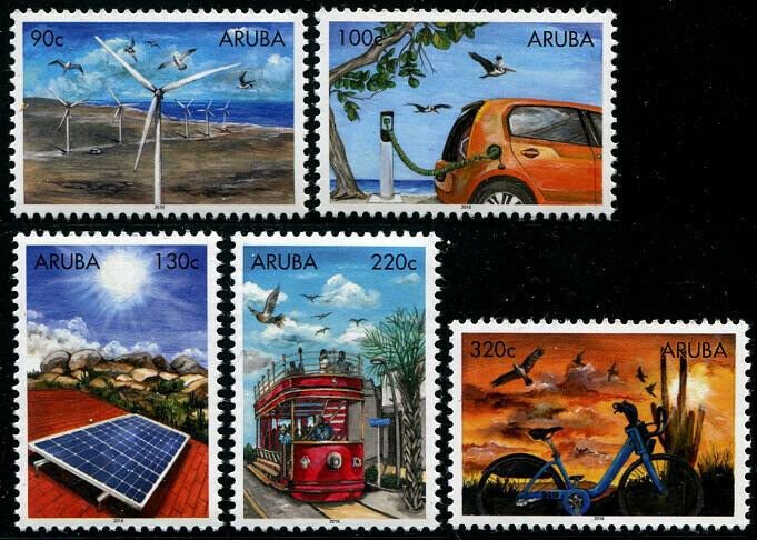 HERRICKSTAMP NEW ISSUES ARUBA Sc.# 615-19 Sustainable Energy