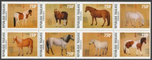 TOGO - 2013 - Year of the Horse - Perf 8v Sheet - Mint Never Hinged