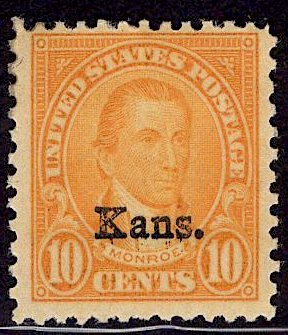 US Stamp #668 Kansas Overprint 10c Monroe MINT NH SCV $45.00