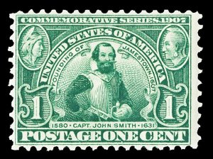 Scott 328 1c Jamestown Issue Mint F-VF OG HR Cat $30