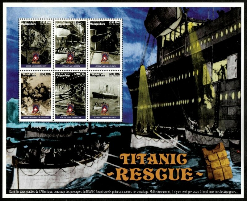 Madagascar 1998 - Titanic - Set of 6 Sheets - Perf & Imperf - Sc 1379-84 - MNH 
