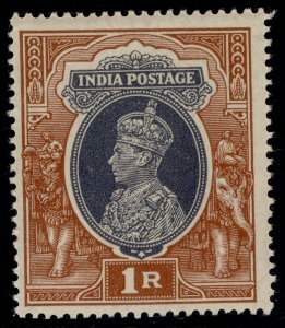 INDIA GVI SG259, 1r grey & red-brown, LH MINT.