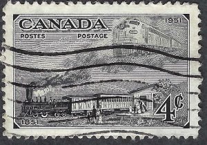 Canada #311 4¢ Trains of 1851 and 1951 (1951). Used.