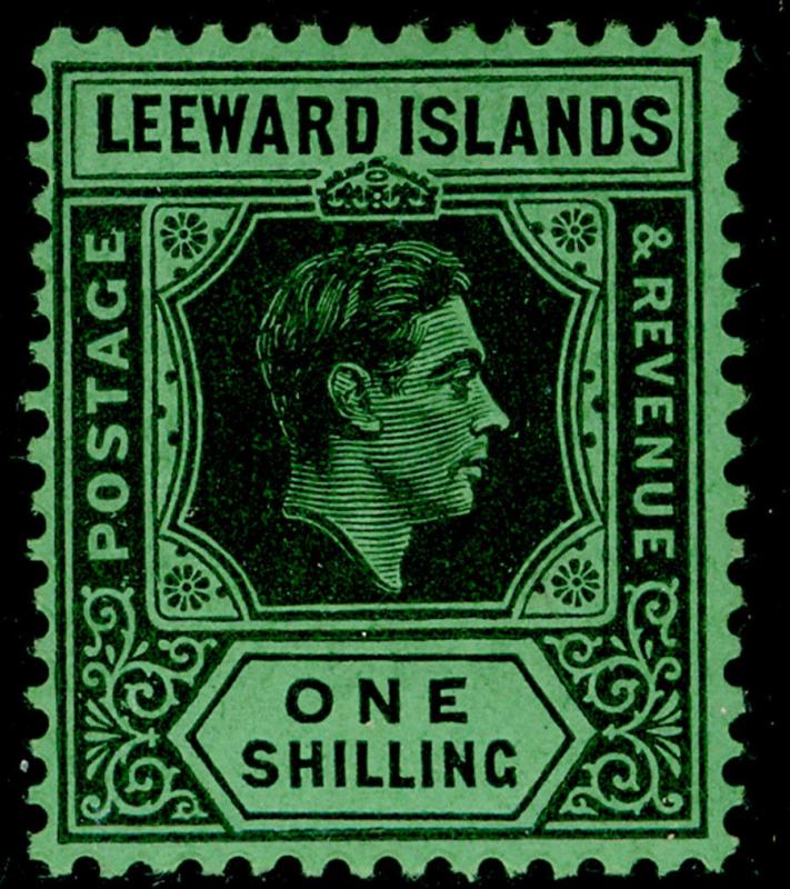 LEEWARD ISLANDS SG110, 1s black/emerald, LH MINT. Cat £16. ©