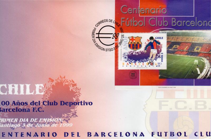 Chile 1999  Sc#1287 100 Years Football Barcelona (Barsa) SS (1) F.D.C.