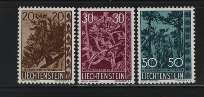 LIECHTENSTEIN 353-355 (3) Set, Hinged, 1960 Tree-Bush Type of 1957