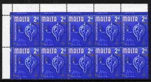 Malta 1965-70 Historical def 2d corner block of 10 showin...