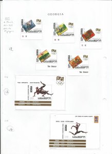 GEORGIA - 1996 - Atlanta Olympics - Perf 5v & 2 Souv Sheets- Mint Lightly Hinged