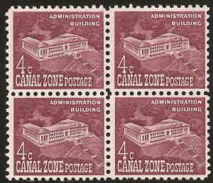 Canal Zone SC# 152 Mint 4c \Admin. Bldg.\ block of 4 NG