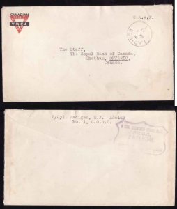 Canada covers #13225-Military-FPO SC3-Mr 1 1943-CC YMCA-B/S Cdn.  Ordinance R