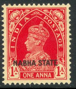 INDIA ICS NABHA 1938-39 KGVI 1a Carmine Scott No. 72 MH