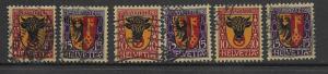 Switzerland B10-11 used stock of 3 sets, f-vf, see desc. 2019 CV $163.50